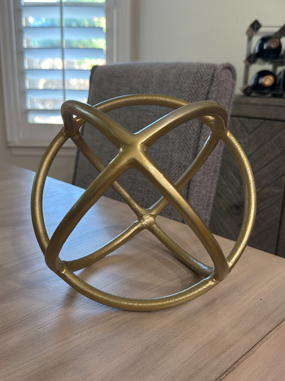 Gold Decorative Orb Sculpture - Modern Home Accent